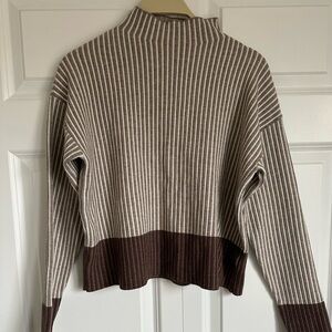 Tahari Striped Mock-Neck Knit Top – Size Small
